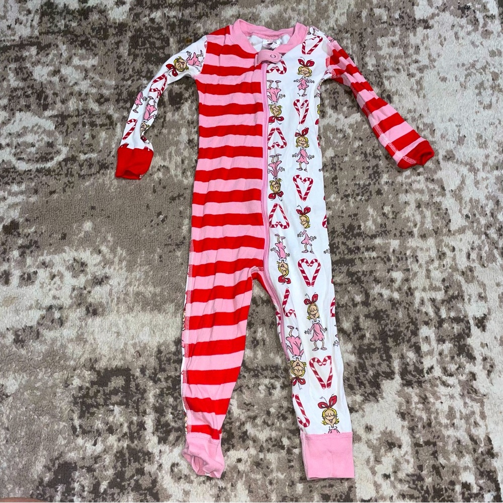 HANNA ANDERSSON Grinch Cindy Lou pajama one piece Christmas 2T zip